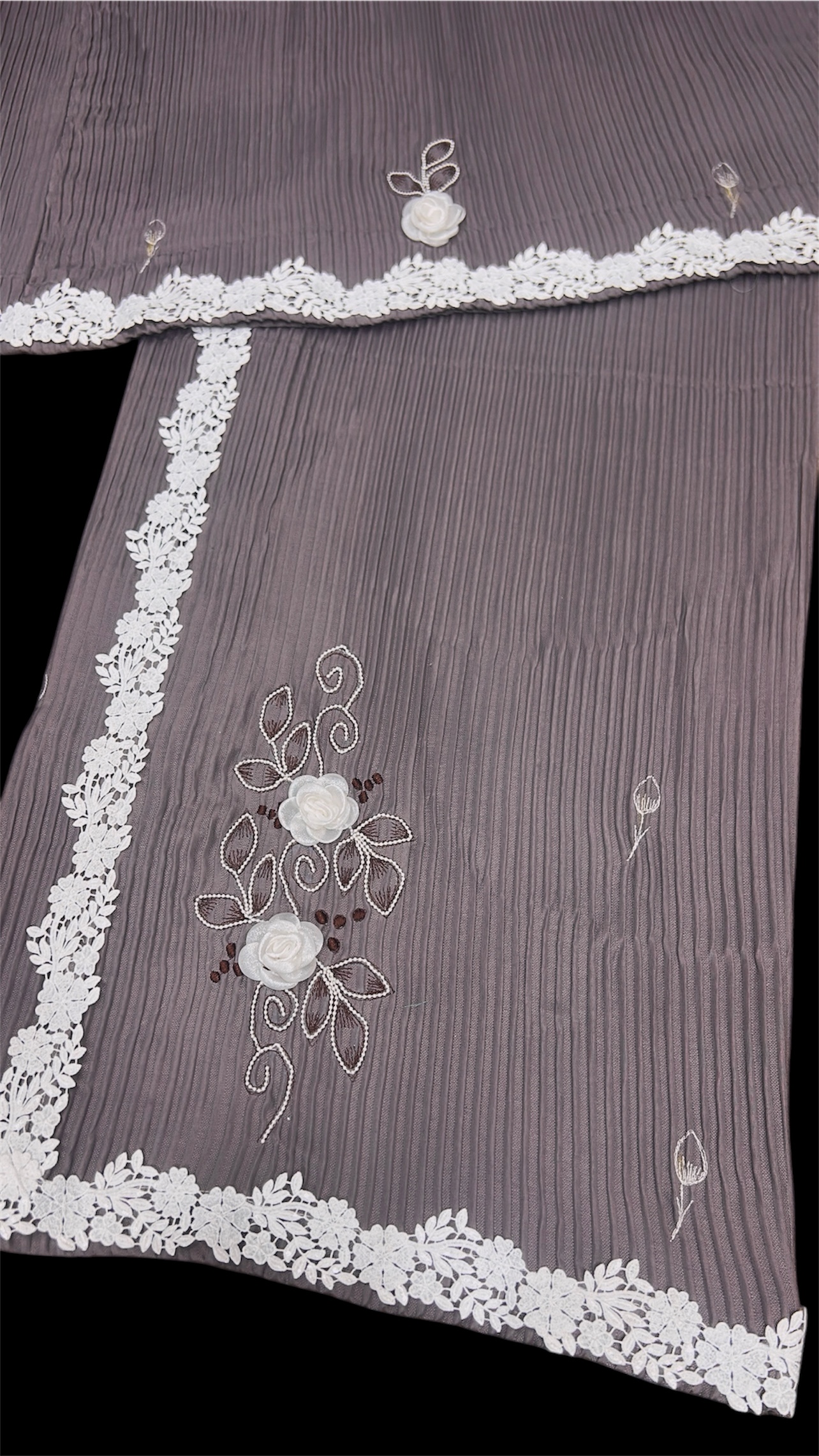 IMG_4399.JPG Elegant Mocha Floral Lace Rida Fabric - Image 1