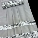 Elegant Grey Floral Border Rida Fabric